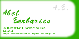 abel barbarics business card